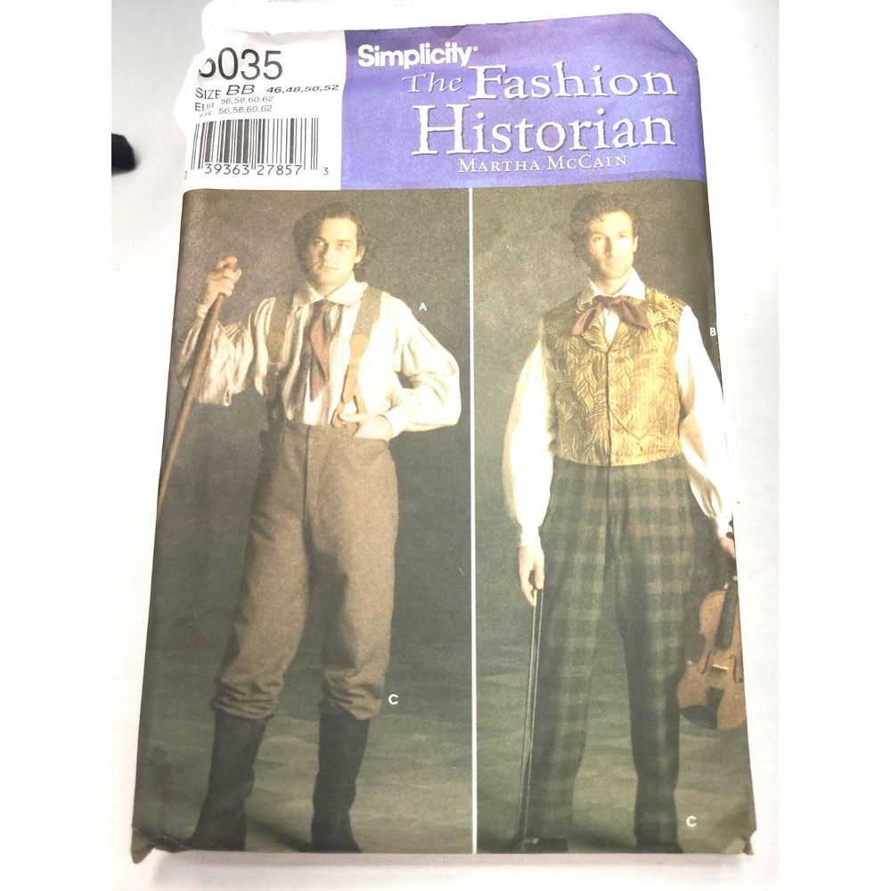 Simplicity 5035 Pattern Mens Historical 1800s Shire Steampunk Sz BB 46-52 Uncut